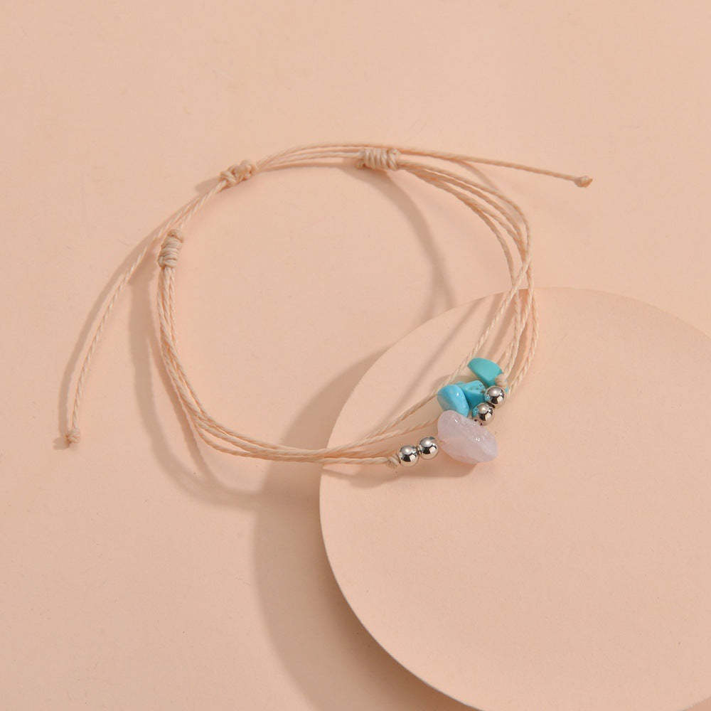 Gravel multi-layer braided adjustable women's anklet bracelet-canovaniajewelry