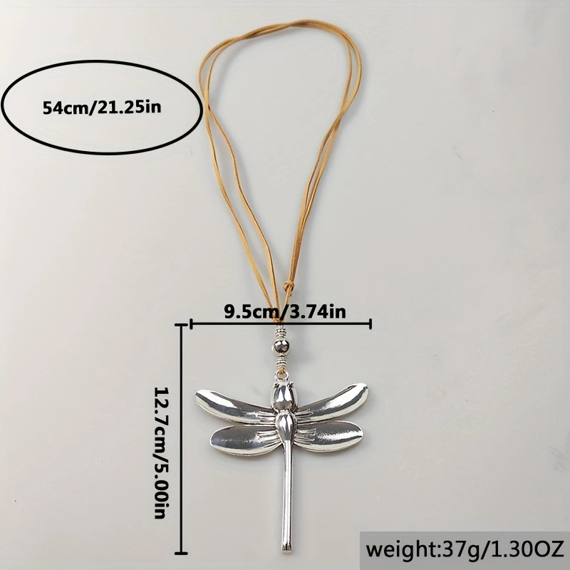 Retro Large Dragonfly Pendant Adjustable Necklace Alloy CCB Clavicle Chain