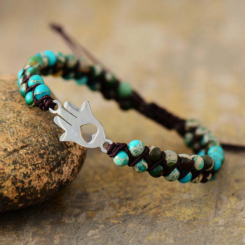 Turquoise Heart Tree of Life Palm Bracelet-canovaniajewelry