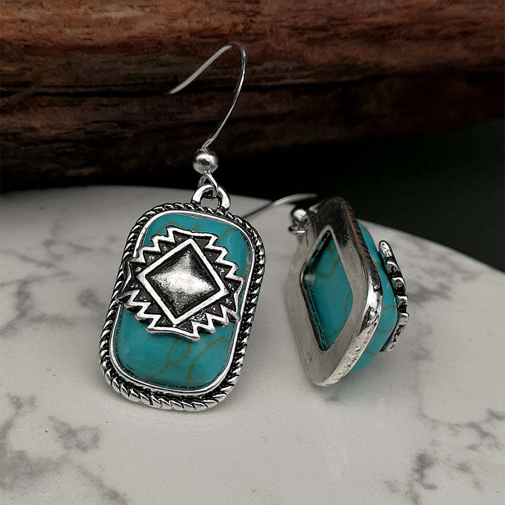 Shield Retro Green Turquoise earrings-canovaniajewelry