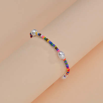 Resin colored beads women's single layer pearl anklet-canovaniajewelry