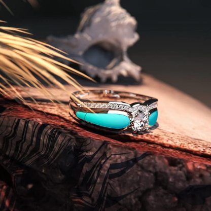 Women Fashion Turquoise Rhinestone Ring-canovaniajewelry