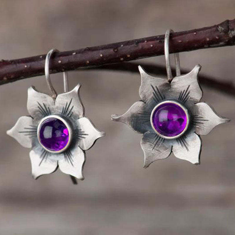 Earrings with zircon flowers-canovaniajewelry