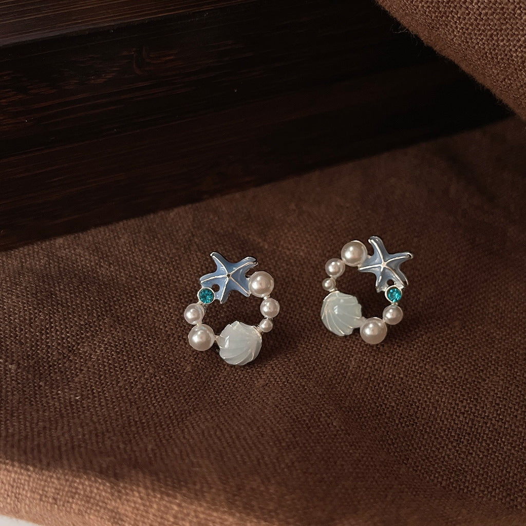 Starfish shell drop glaze earrings-canovaniajewelry