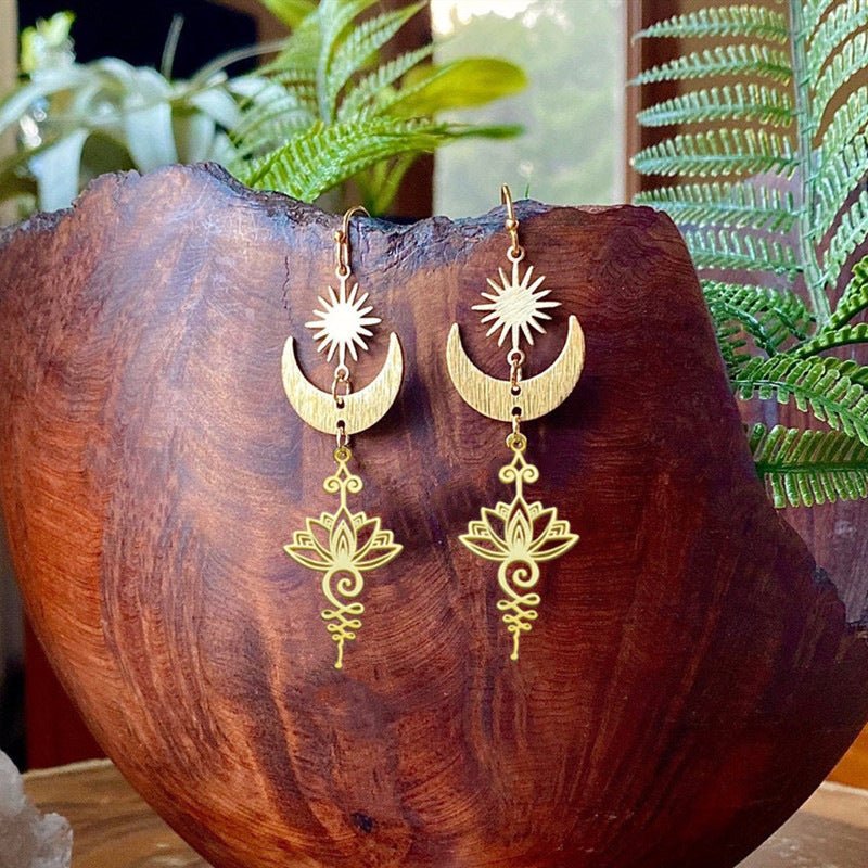 Bohemian Yoga Sun Moon Earrings-canovaniajewelry