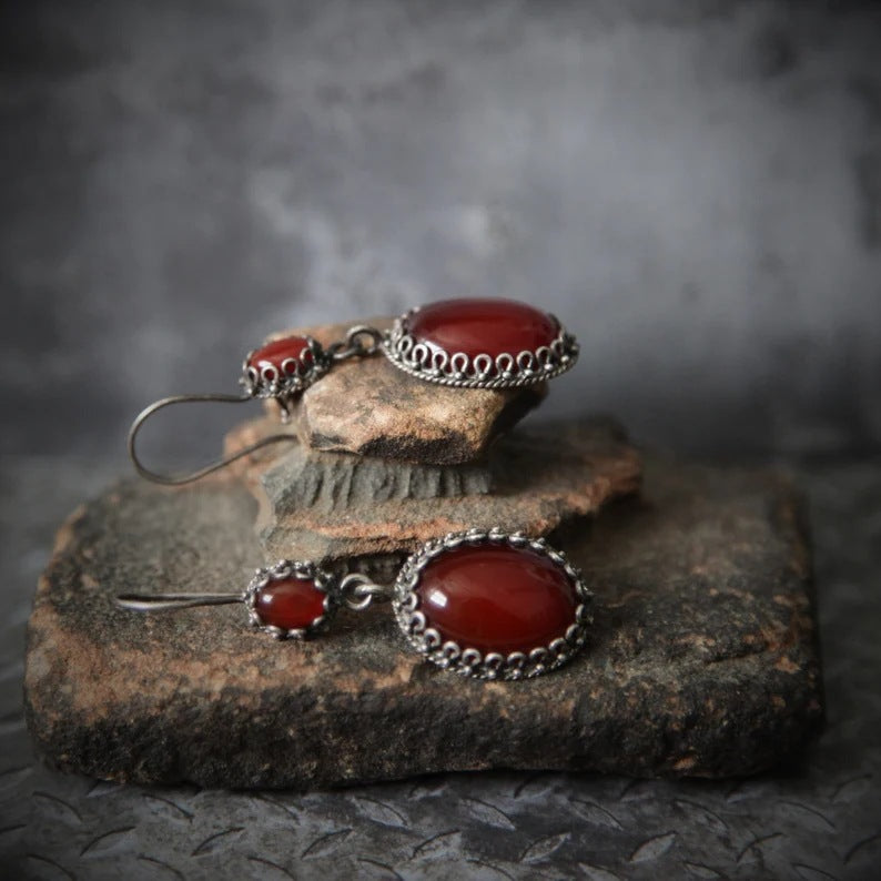 Baroque red agate Stud earrings-canovaniajewelry