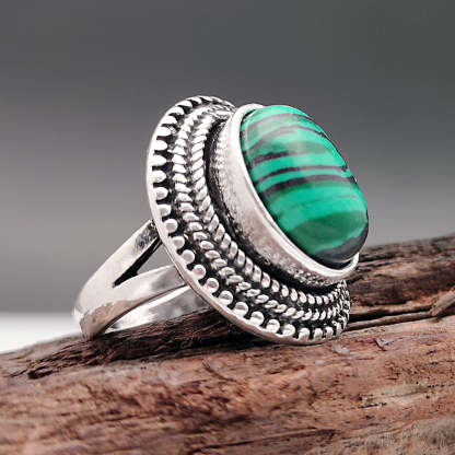 Ring set with malachite-canovaniajewelry