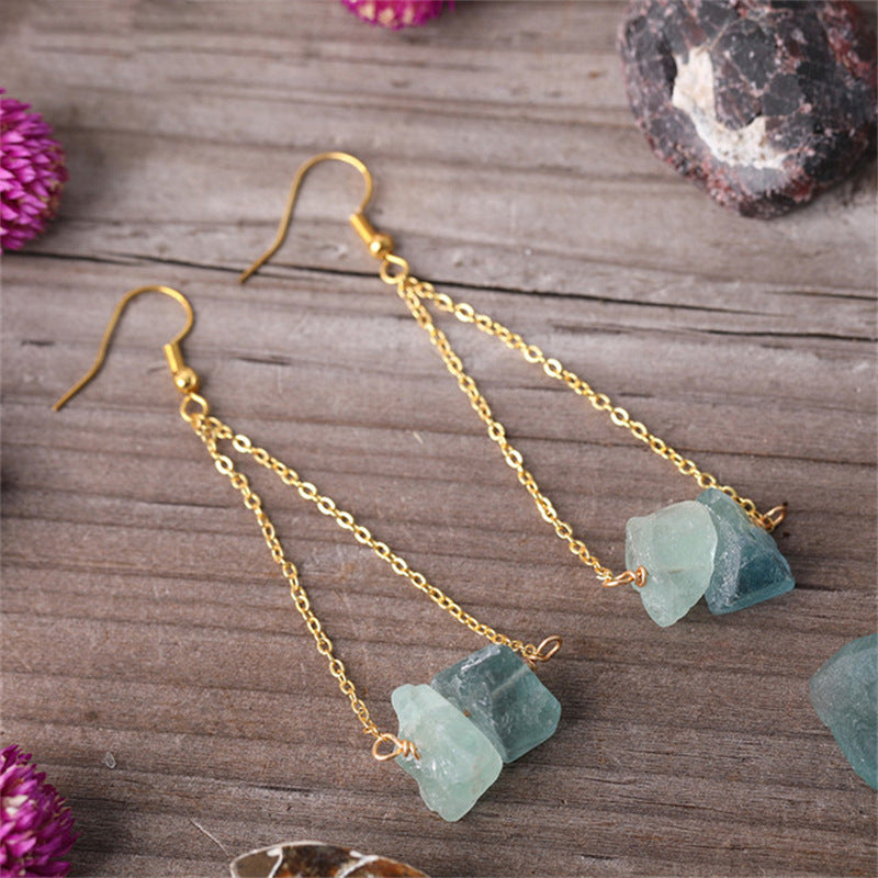 Natural gravel gold hook earrings-canovaniajewelry