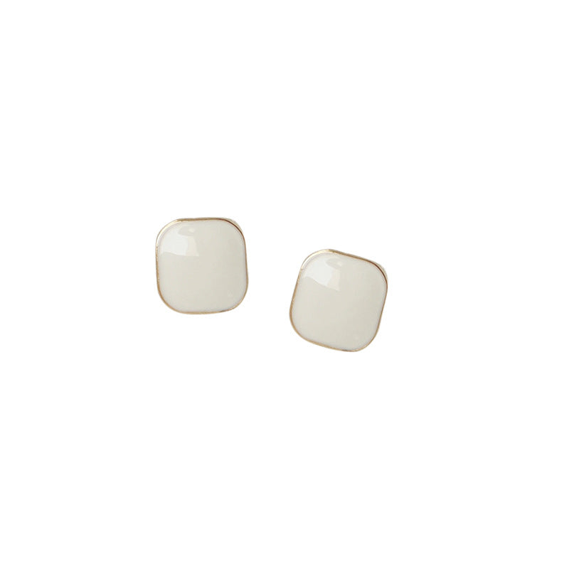 925 silver needle square drop glaze stud earrings-canovaniajewelry