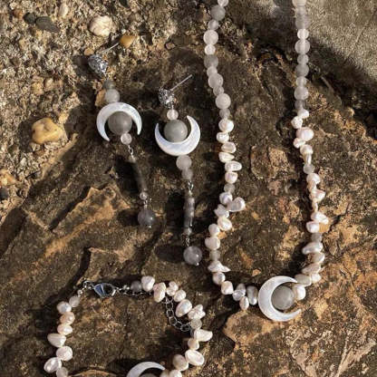 Natural stone long earrings-canovaniajewelry