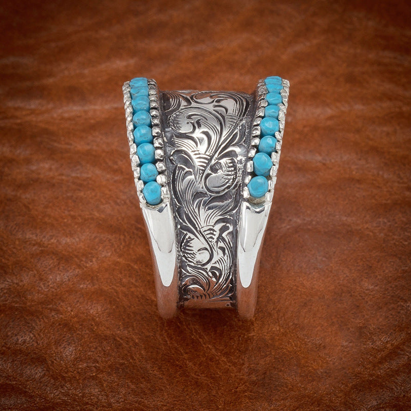 Vintage Carved Turquoise Rings-canovaniajewelry