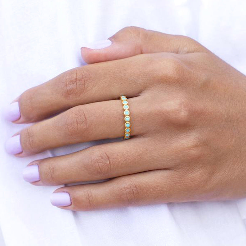 18k Gold Turquoise Women Band-canovaniajewelry