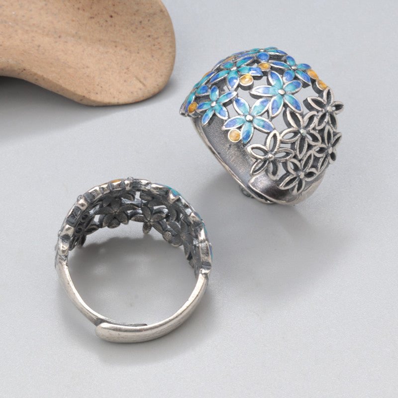 Sterling silver flower hollowed out ring-canovaniajewelry
