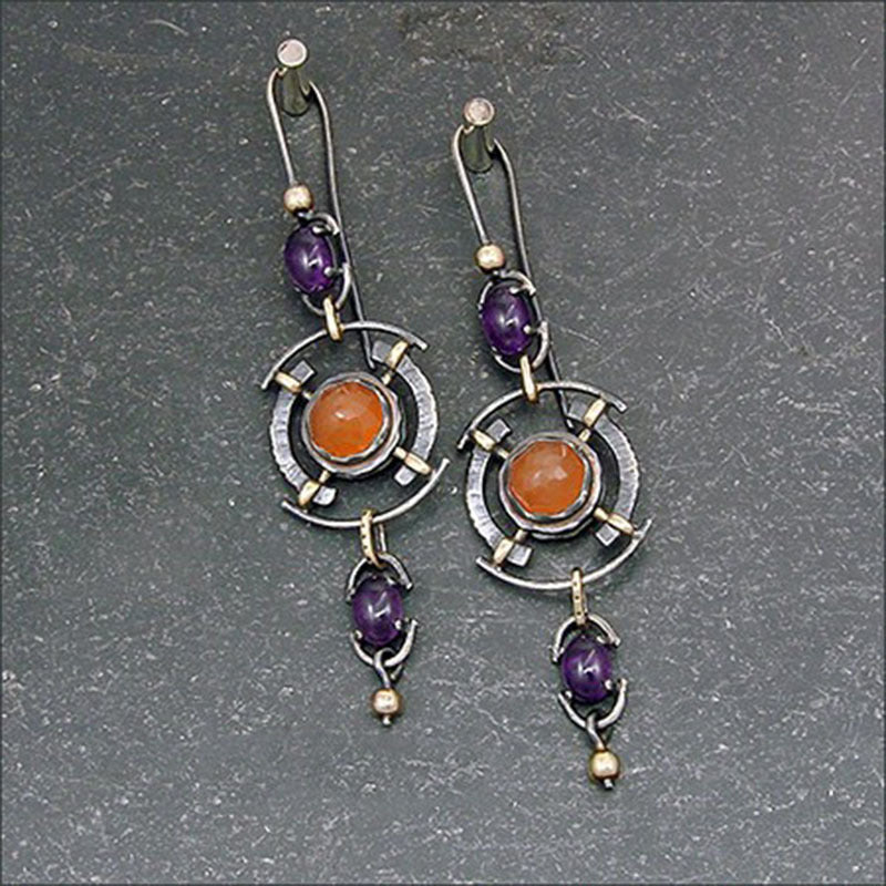 Two-color zircon geometric pendant earrings-canovaniajewelry