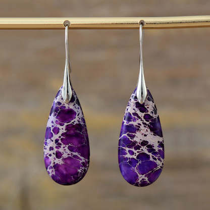 Sea Sediment Jasper Gemstone Drop Earrings-canovaniajewelry