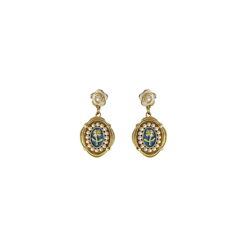 Vintage blue flower earrings-canovaniajewelry