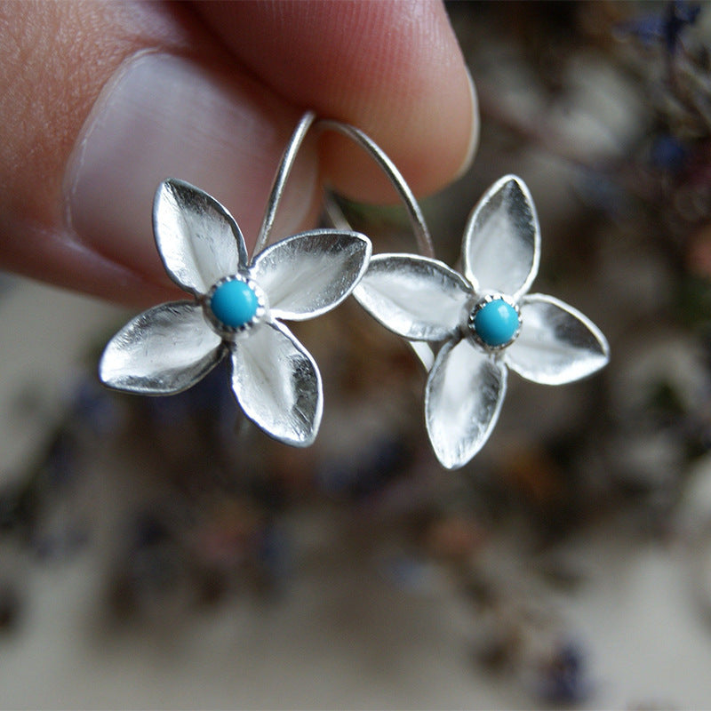 Four-leaf set turquoise vintage earrings-canovaniajewelry