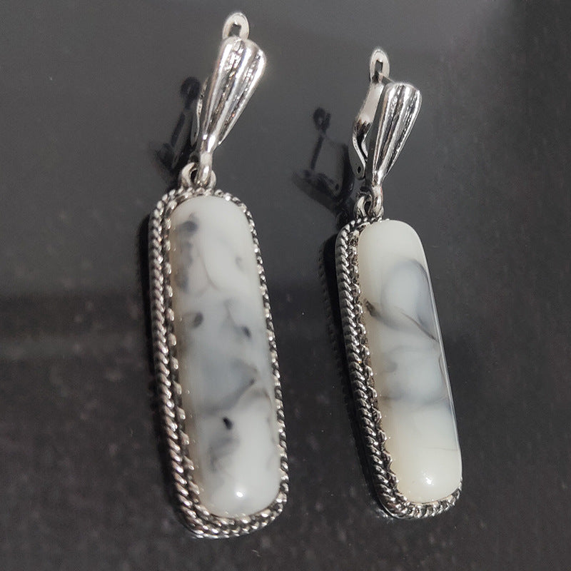 Bohemian strip chalcedony hook earrings-canovaniajewelry