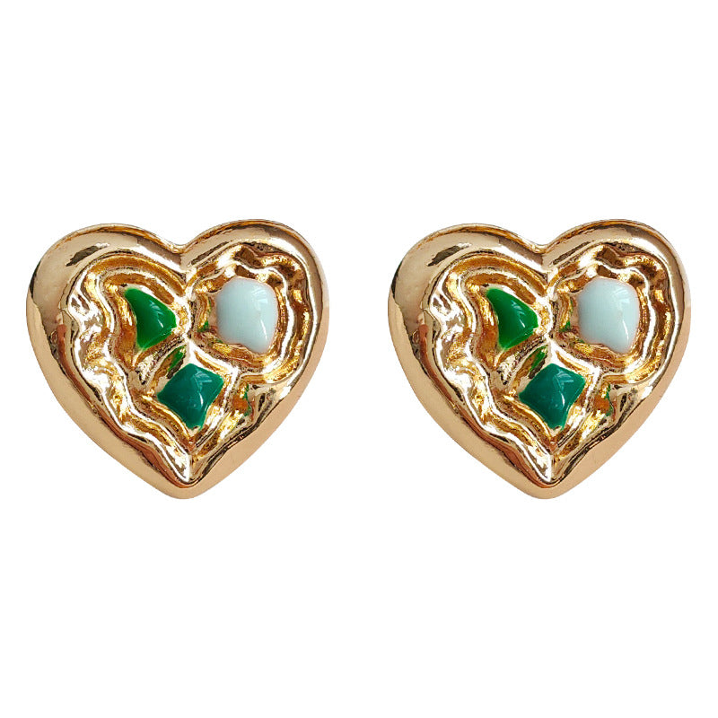 Heart-shaped enamel stud earrings-canovaniajewelry