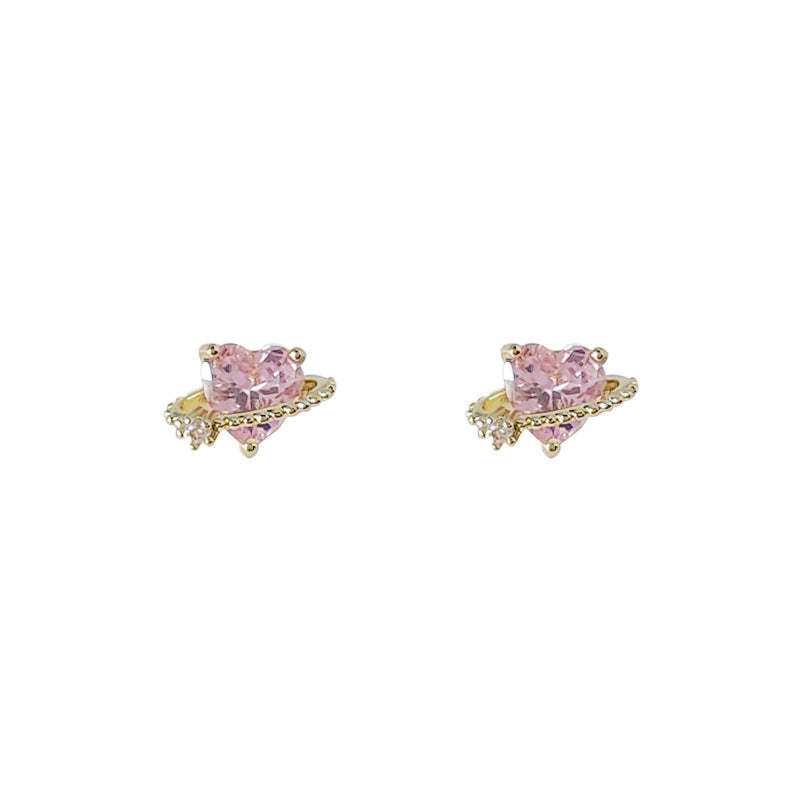 Heart shaped zircon stud earrings-canovaniajewelry