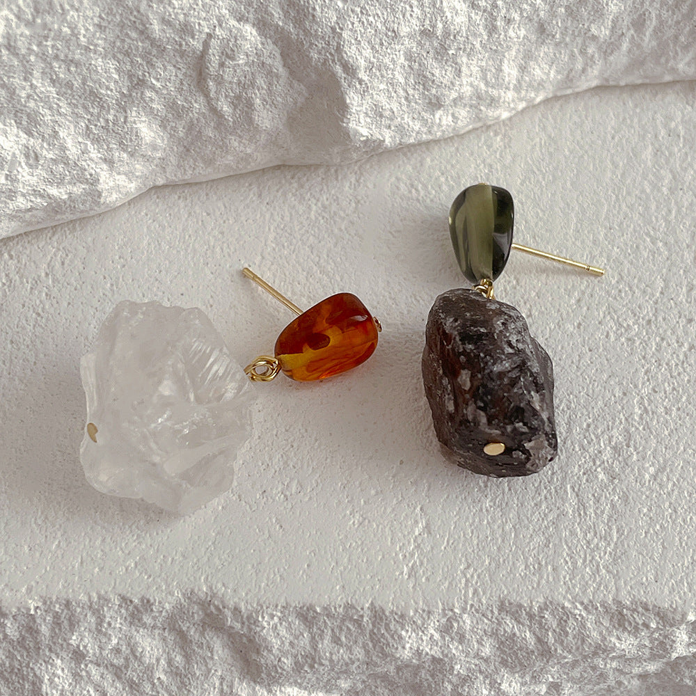 Irregular natural crystal earrings-canovaniajewelry
