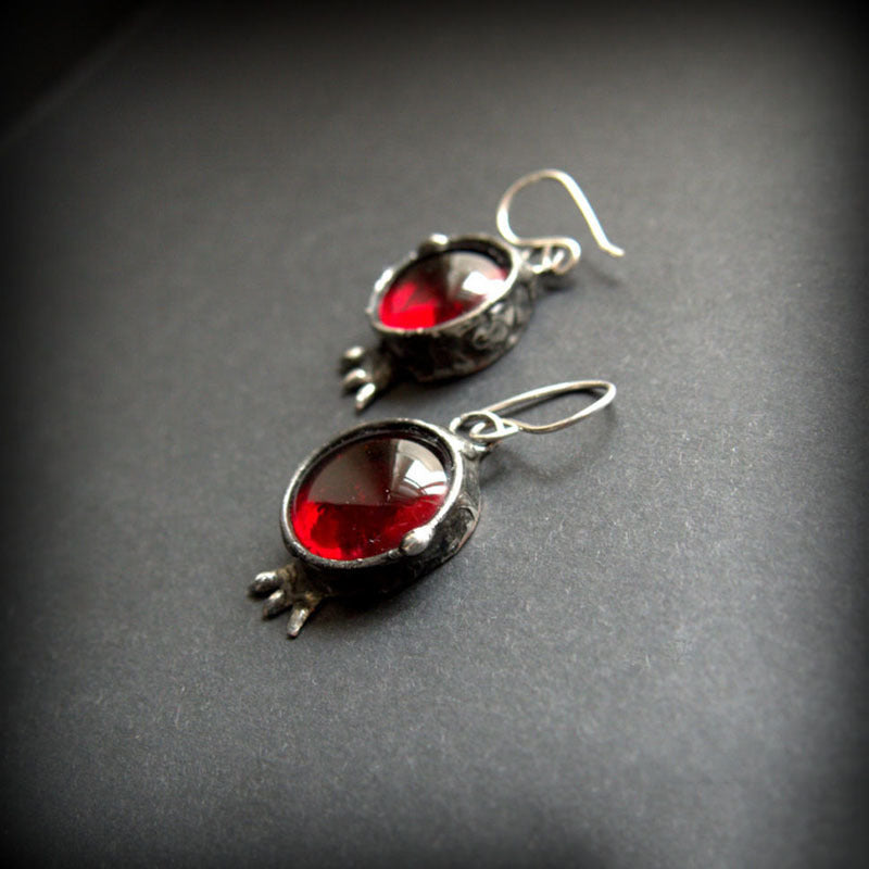 Earrings set with red zircon-canovaniajewelry