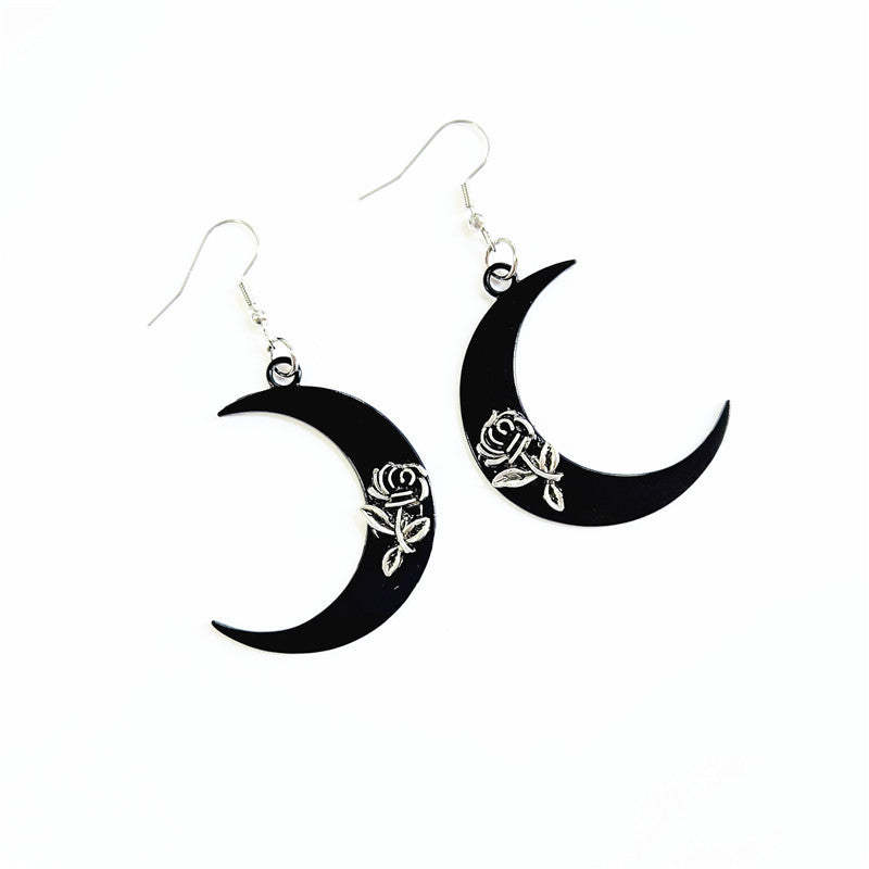 Mystery Moon Rose Flower Earrings-canovaniajewelry