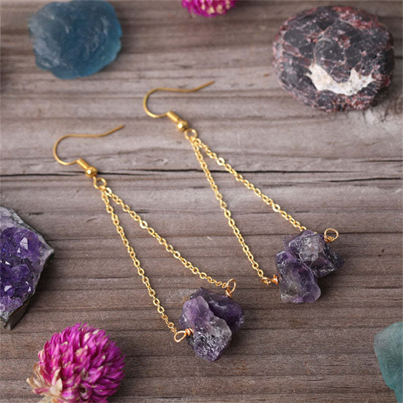 Natural gravel gold hook earrings-canovaniajewelry