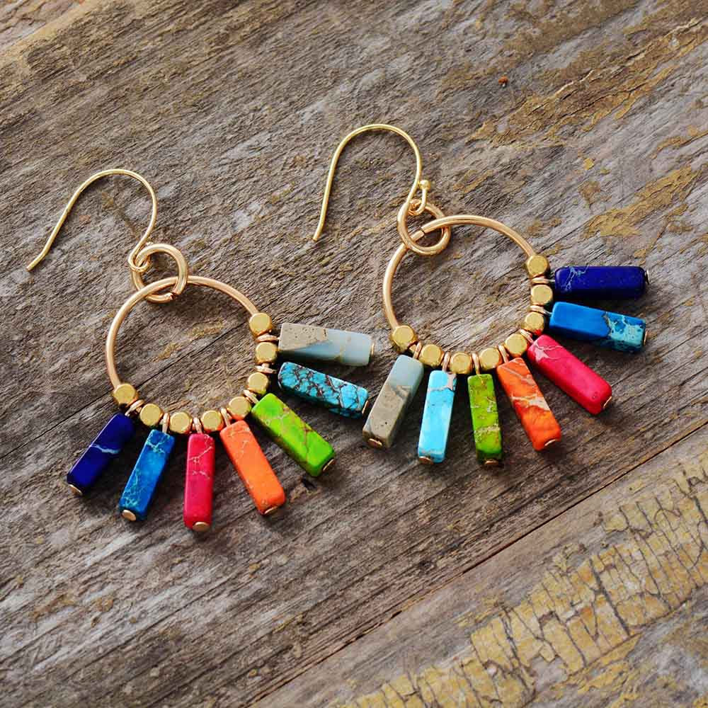 Imperial Stone Cuboid Colorful Pendant Earrings-canovaniajewelry