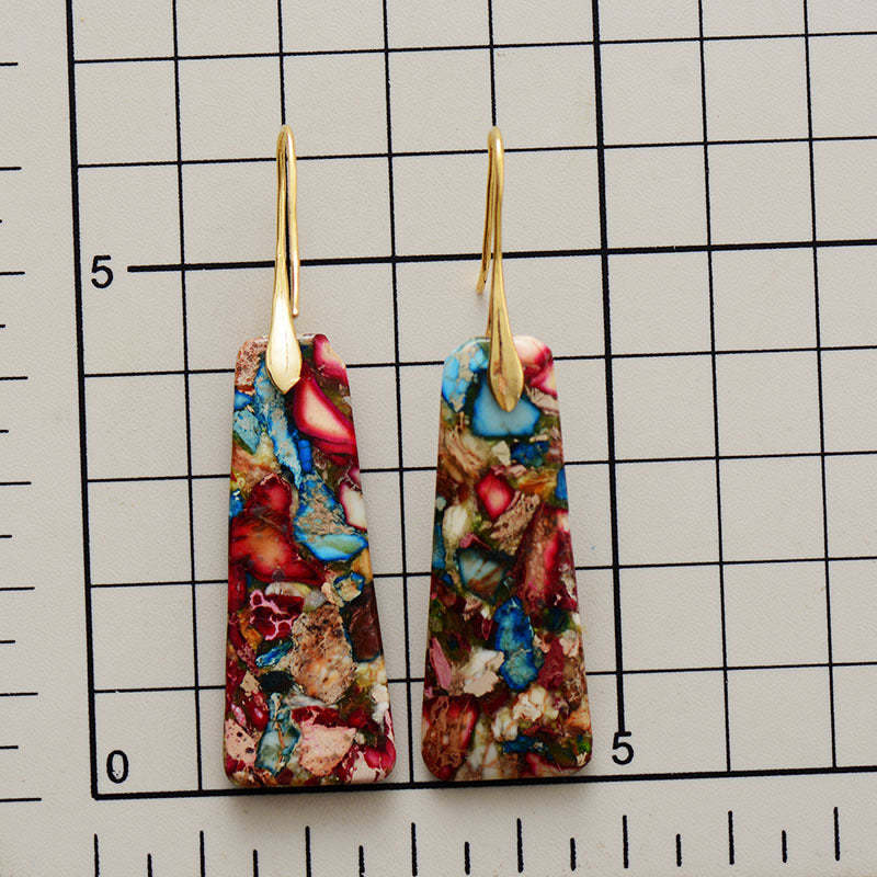 Sea sediment jasper gemstone geometric earrings-canovaniajewelry
