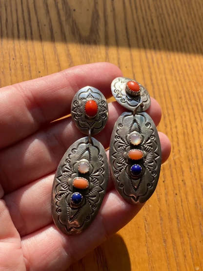 Vintage turquoise cut drop earrings-canovaniajewelry