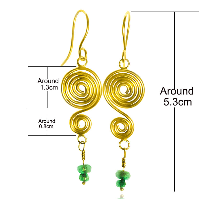 Boho gold spiral earrings-canovaniajewelry