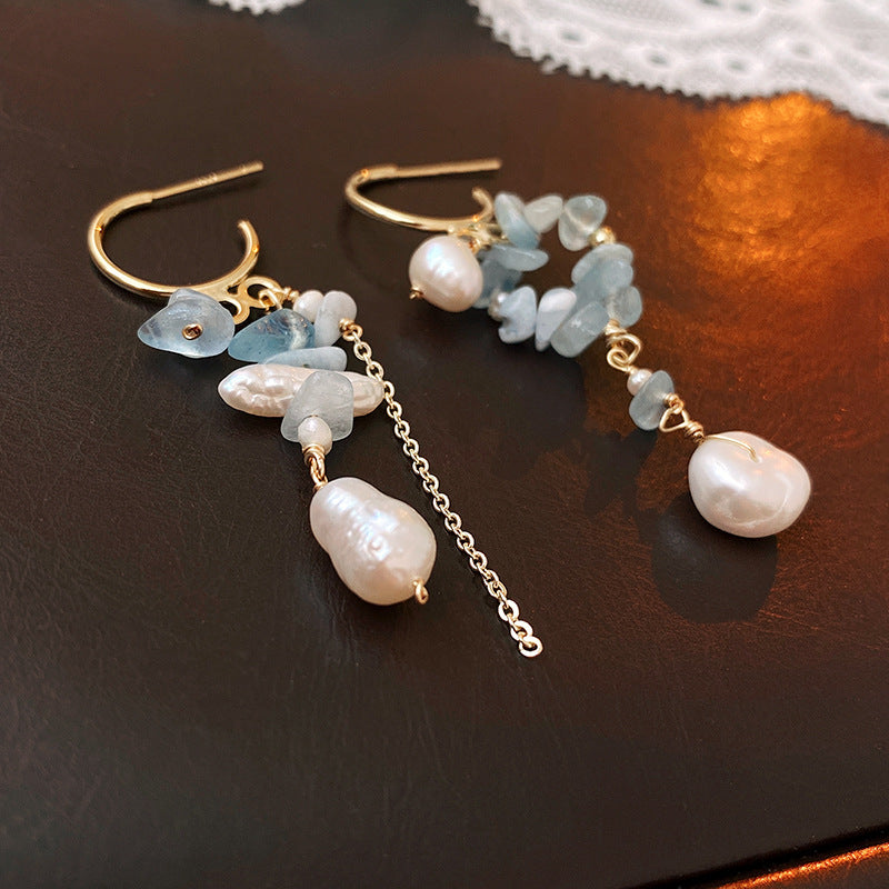 Asymmetric Baroque Freshwater Pearl tassel Earrings-canovaniajewelry