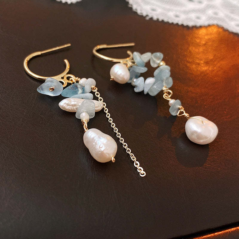 Asymmetric Baroque Freshwater Pearl tassel Earrings-canovaniajewelry