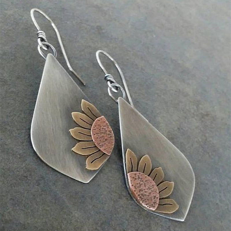 Bohemian sunflower pendant earrings-canovaniajewelry