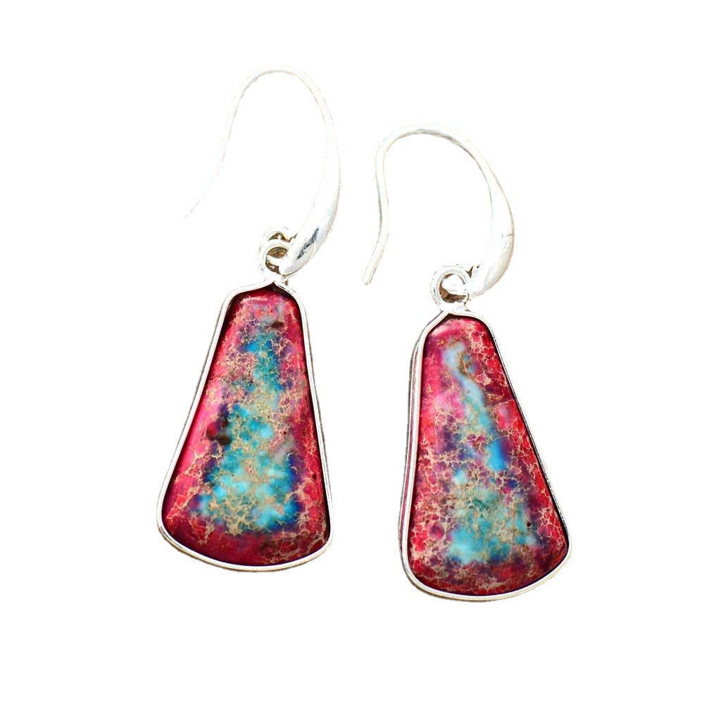 Colorful Imperial Stone Geometric Drop Earrings-canovaniajewelry