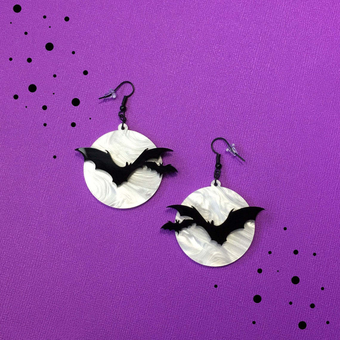 Bat earrings above the moon-canovaniajewelry