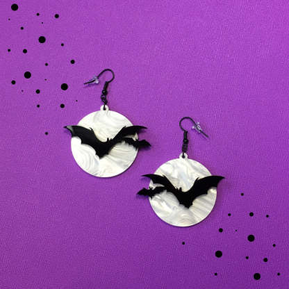 Bat earrings above the moon-canovaniajewelry