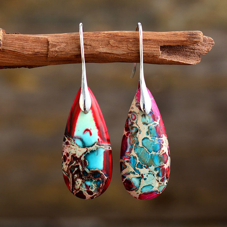 Sea Sediment Hook Earrings - Healing Stone Pendant Earrings-canovaniajewelry