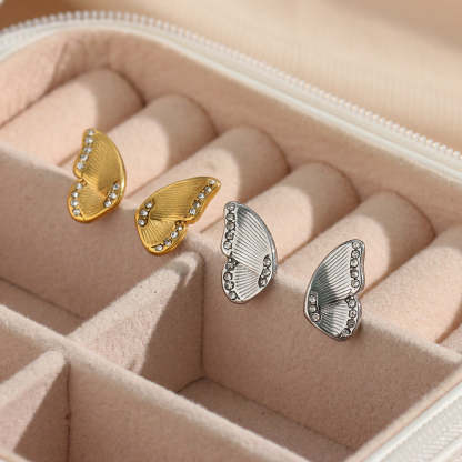 Butterfly studded with white stone earrings-canovaniajewelry