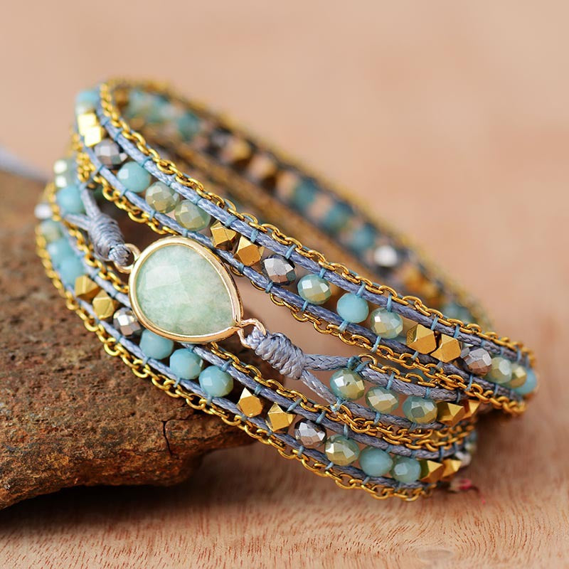 Amazonite crystal multi-layered braided bracelet-canovaniajewelry