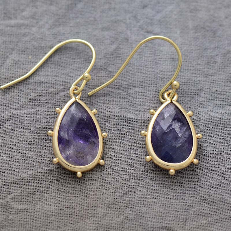 Water drop natural crystal stone earrings-canovaniajewelry