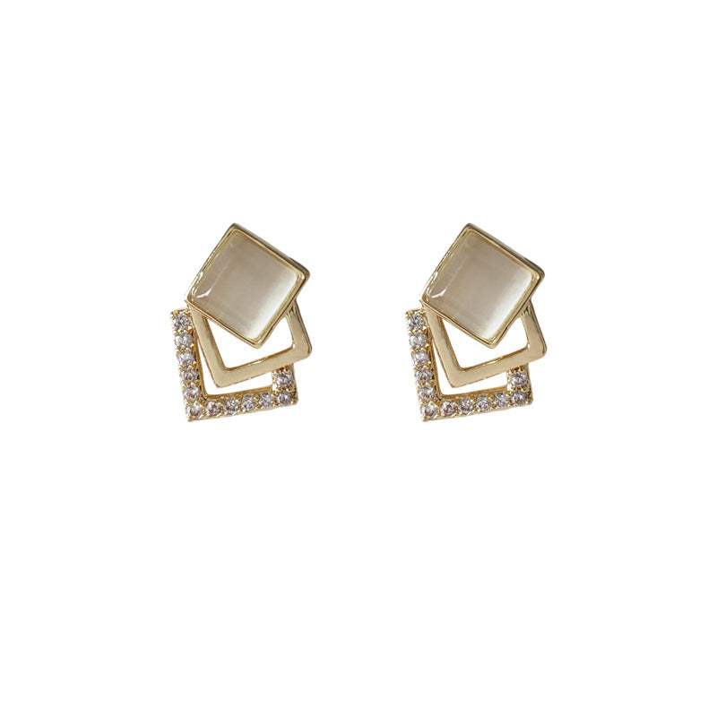 Zircon Geometric Square Earrings-canovaniajewelry