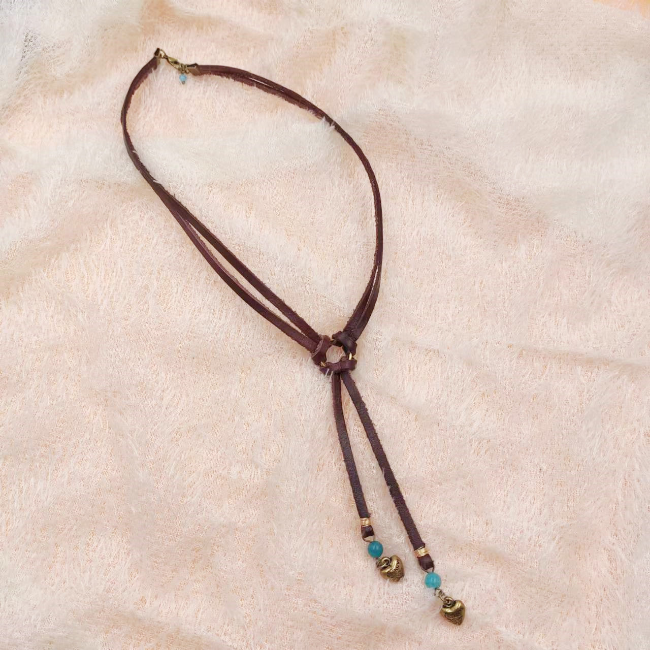 Bohemian minimalist love pendant leather cord necklace-canovaniajewelry