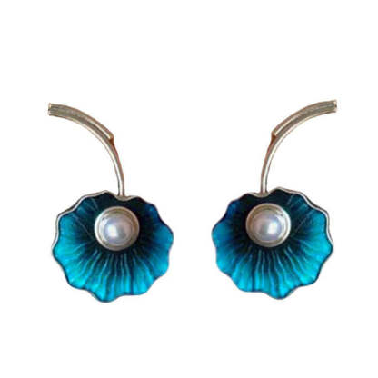 Teal floral Vintage earrings-canovaniajewelry