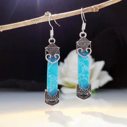 Boho Marine print jade earrings-canovaniajewelry