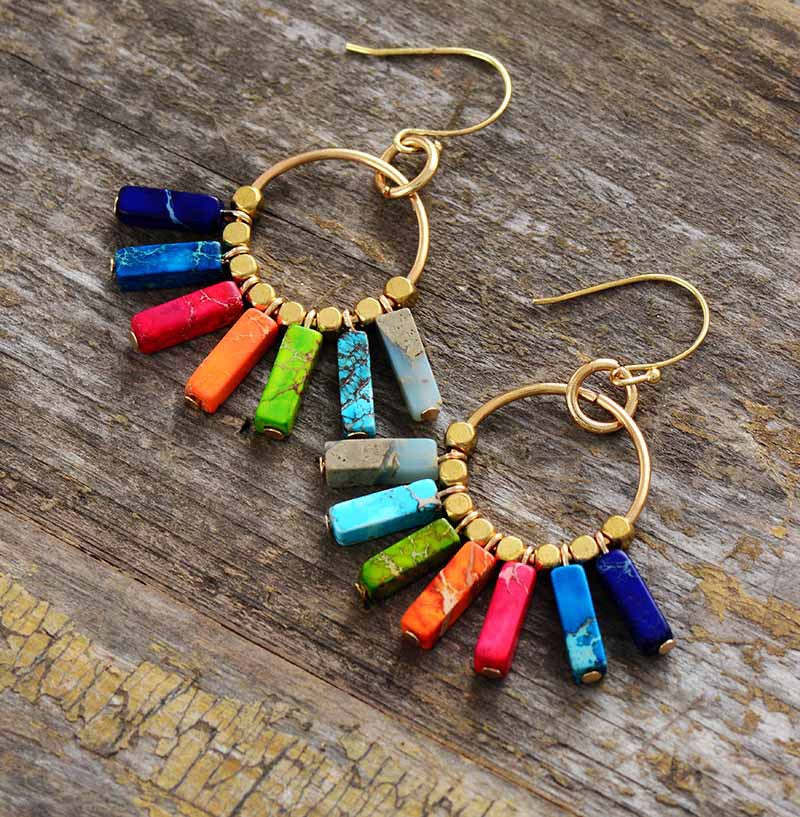 Imperial Stone Cuboid Colorful Pendant Earrings-canovaniajewelry