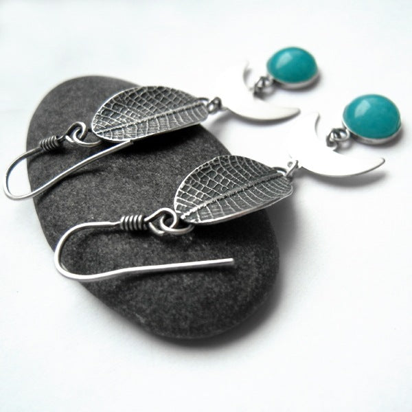 Leaf Moon Turquoise Earrings-canovaniajewelry