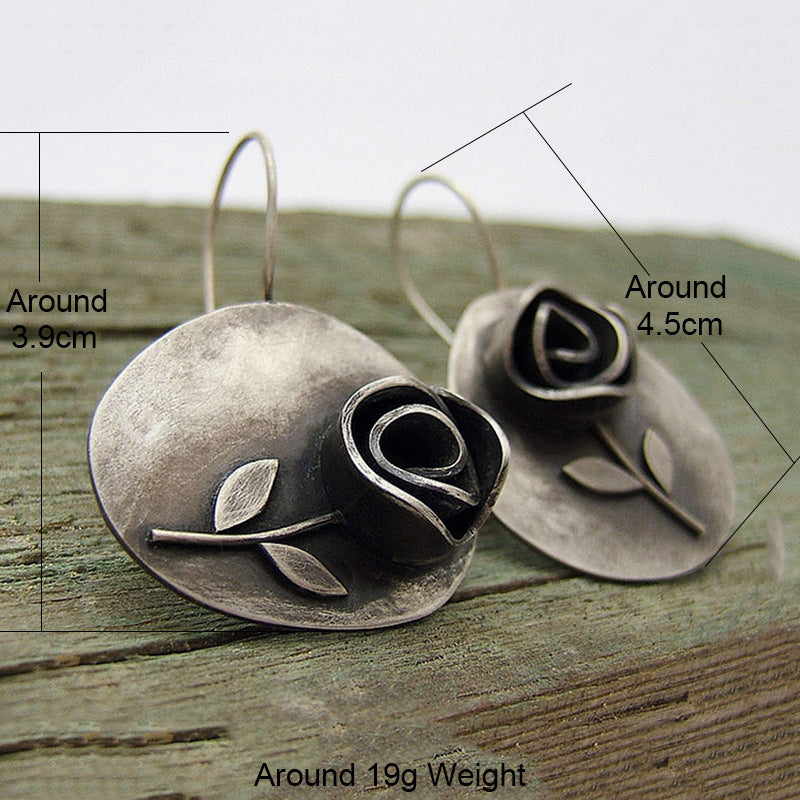 Bohemian Asymmetrical Rose Flower Earrings-canovaniajewelry
