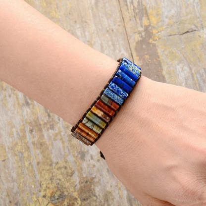 Natural stone emperor stone cowhide rope hand-woven bracelet-canovaniajewelry